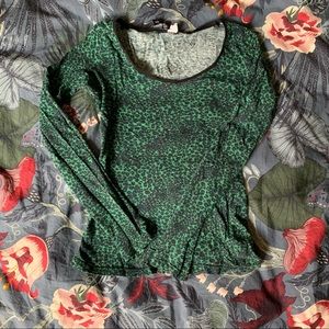 Green leopard top